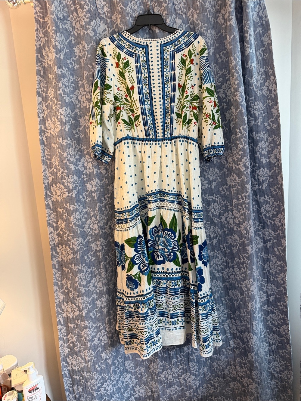 FARM Rio White Maxi Dress with Blue and Green Floral Print - Picture 4 of 4